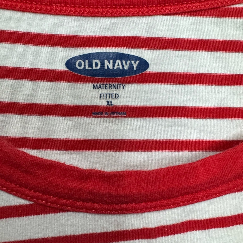 Old Navy Red and White Striped Short Sleeve Maternity Tee - Picture 3 of 4